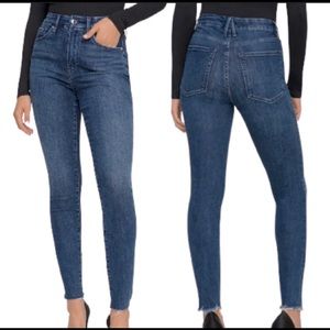 Good American Good Legs High Rise Raw Hem Skinny Jeans 26